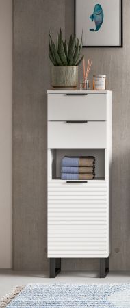 Badezimmer Kommode Roove in wei� mit 3D-Wellenstruktur Badkommode, Soft-Close-Funktion