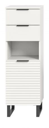 Badezimmer Kommode Roove in wei� mit 3D-Wellenstruktur Badkommode, Soft-Close-Funktion
