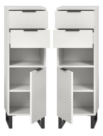Badezimmer Kommode Roove in wei� mit 3D-Wellenstruktur Badkommode, Soft-Close-Funktion