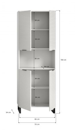 Badezimmer Hochschrank Roove in wei� mit 3D-Wellenstruktur Badschrank, Soft-Close-Funktion