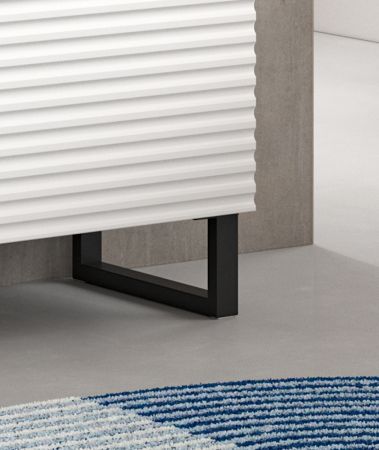Badezimmer Hochschrank Roove in wei� mit 3D-Wellenstruktur Badschrank, Soft-Close-Funktion