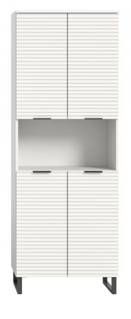 Badezimmer Hochschrank Roove in wei� mit 3D-Wellenstruktur Badschrank, Soft-Close-Funktion