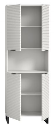 Badezimmer Hochschrank Roove in wei� mit 3D-Wellenstruktur Badschrank, Soft-Close-Funktion