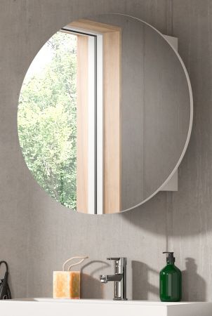 Badezimmer Spiegelschrank Roove in wei� Badschrank rund, Soft-Close-Funktion