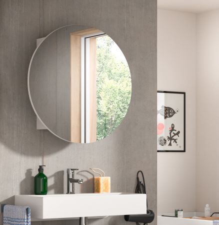 Badezimmer Spiegelschrank Roove in wei� Badschrank rund, Soft-Close-Funktion