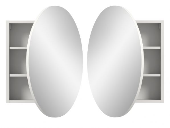 Badezimmer Spiegelschrank Roove in wei� Badschrank rund, Soft-Close-Funktion