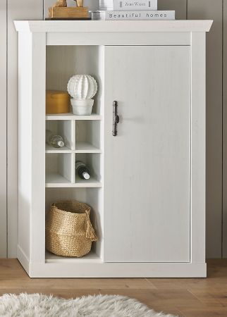 Kommode Fiastra in wei� Pinie Landhaus Highboard 105 x 146 cm, Soft-Close-Funktion