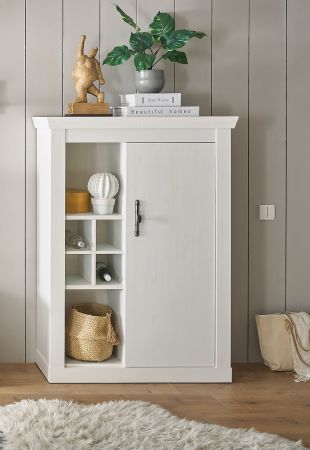Kommode Fiastra in wei� Pinie Landhaus Highboard 105 x 146 cm, Soft-Close-Funktion
