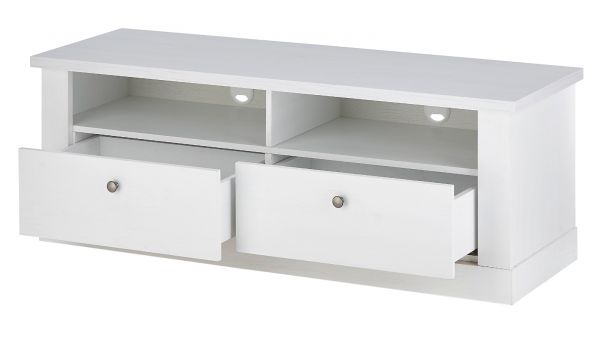 TV-Lowboard Fiastra in wei� Pinie Landhaus TV Unterteil 132 cm, Soft-Close-Funktion
