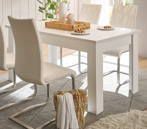 Esstisch Fiastra in wei� Pinie Landhaus Tisch 160 x 90 cm