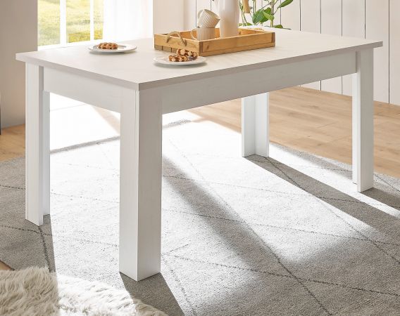 Esstisch Fiastra in wei� Pinie Landhaus Tisch 160 x 90 cm