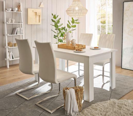 Esstisch Fiastra in wei� Pinie Landhaus Tisch 160 x 90 cm