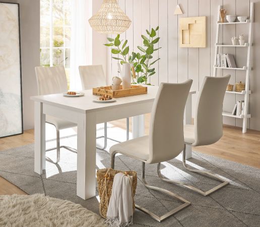 Esstisch Fiastra in wei� Pinie Landhaus Tisch 160 x 90 cm