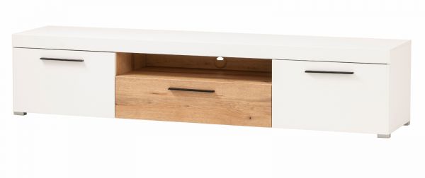 TV-Lowboard Lavell in wei� matt und Evoke Eiche TV Unterteil 205 cm, Soft-Close-Funktion