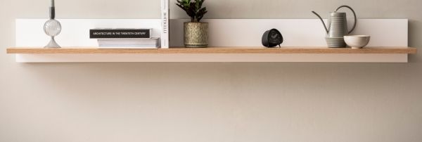 Wandboard Lavell in wei� matt und Evoke Eiche Wandregal 180 cm