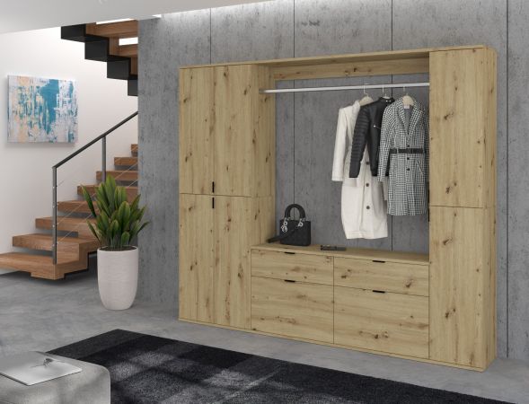 Schuhschrank Line-Up in Artisan Eiche Flurschrank 30 x 193 cm