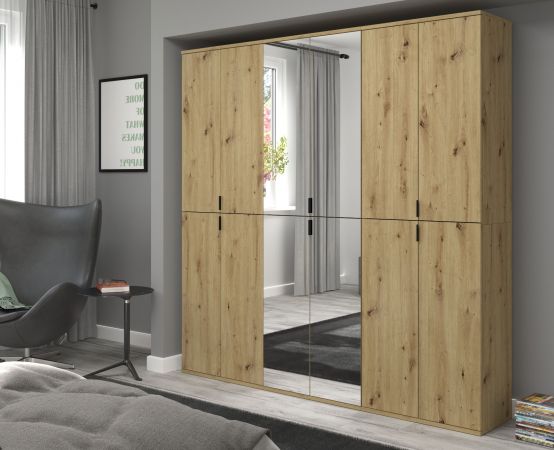 Schuhschrank Line-Up in Artisan Eiche Flurschrank mit Spiegel 30 x 193 cm
