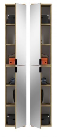 Schuhschrank Line-Up in Artisan Eiche Flurschrank mit Spiegel 30 x 193 cm
