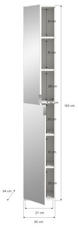 Schuhschrank Line-Up in Artisan Eiche Flurschrank mit Spiegel 30 x 193 cm