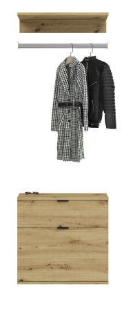 Garderobe Set 3-teilig Line-Up in Artisan Eiche Kommode und Kleiderstange 61 cm