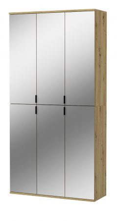 Garderobenschrank mit Spiegel Line-Up in Artisan Eiche Schuhschrank 91 x 193 cm