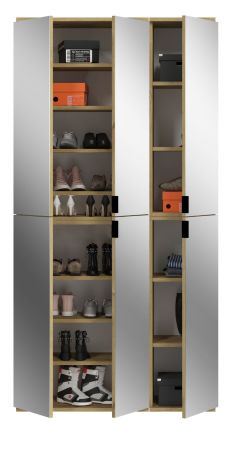 Garderobenschrank mit Spiegel Line-Up in Artisan Eiche Schuhschrank 91 x 193 cm