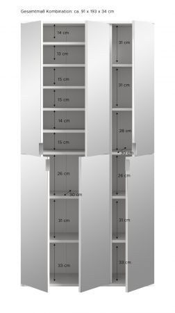 Garderobenschrank mit Spiegel Line-Up in Artisan Eiche Schuhschrank 91 x 193 cm