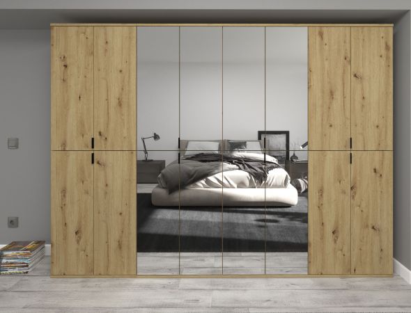Garderobenschrank mit Spiegel Line-Up in Artisan Eiche Mehrzweckschrank 122 x 193 cm
