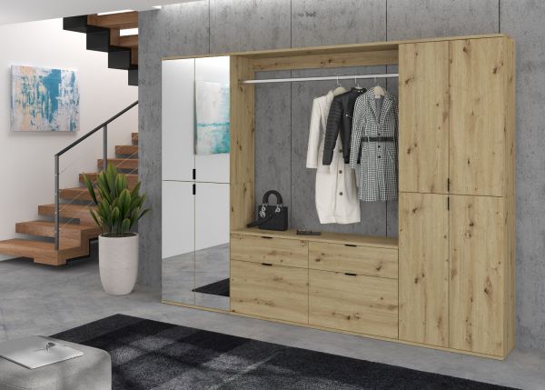 Garderobenschrank Line-Up in Artisan Eiche Schuhschrank 122 x 193 cm
