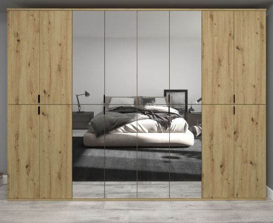 Kleiderschrank mit Spiegel Line-Up in Artisan Eiche Mehrzweckschrank 244 x 193 cm