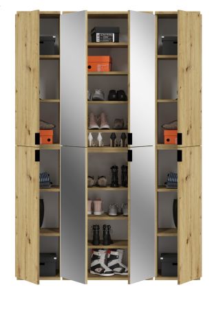 Garderobenschrank mit Spiegel Line-Up in Artisan Eiche Mehrzweckschrank 121 x 193 cm