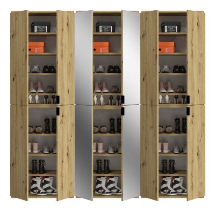 Garderobe und Kleiderschrank mit Spiegel Line-Up in Artisan Eiche Mehrzweckschrank 183 x 193 cm