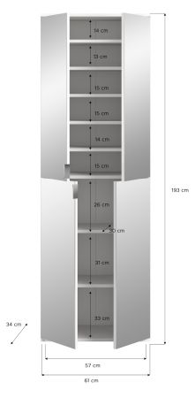 Garderobe und Kleiderschrank mit Spiegel Line-Up in Artisan Eiche Mehrzweckschrank 183 x 193 cm