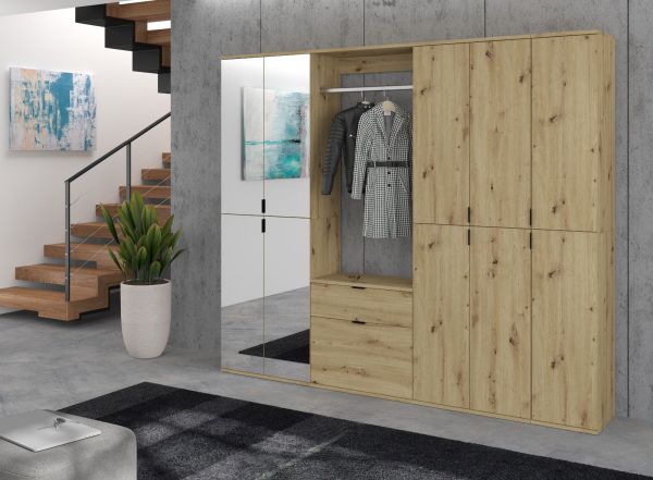 Garderobe und Kleiderschrank mit Spiegel Line-Up in Artisan Eiche Mehrzweckschrank 122 x 193 cm