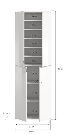 Garderobe und Kleiderschrank mit Spiegel Line-Up in Artisan Eiche Mehrzweckschrank 122 x 193 cm