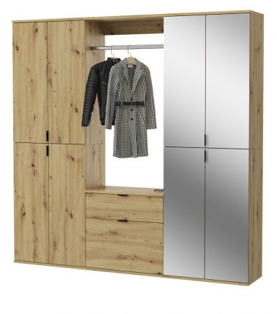 Garderobe Set Line-Up in Artisan Eiche Garderobenschrank mit Spiegel 183 x 193 cm