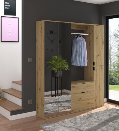 Garderobe Set Line-Up in Artisan Eiche Garderobenschrank mit Spiegel 152 x 193 cm