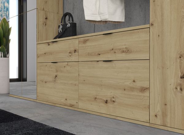 Garderobe Set Line-Up in Artisan Eiche Garderobenschrank mit Spiegel 212 x 193 cm