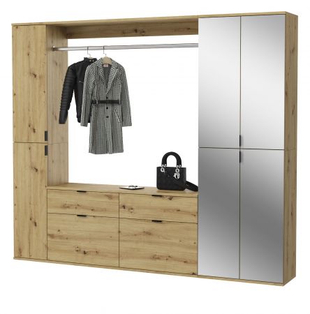 Garderobe Set Line-Up in Artisan Eiche Garderobenschrank mit Spiegel 212 x 193 cm