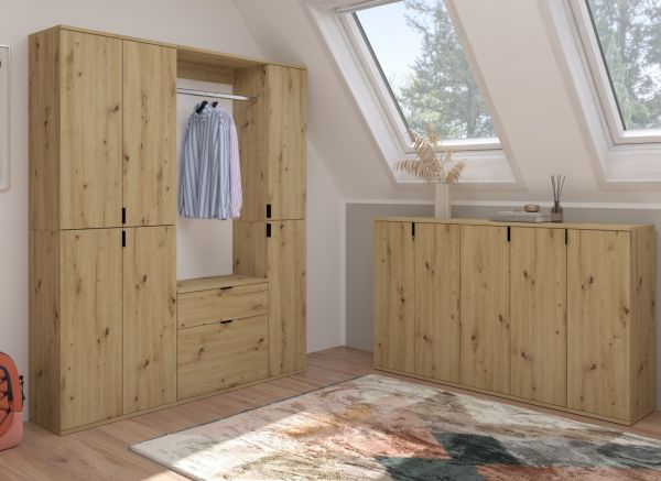 Garderobe Set Line-Up in Artisan Eiche Garderobenschrank 152 x 193 cm
