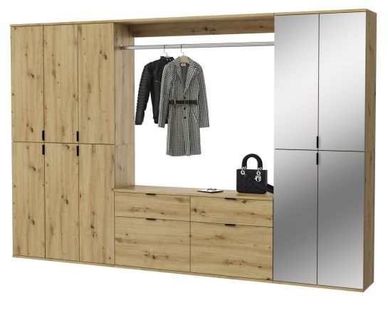 Garderobe Set Line-Up in Artisan Eiche Garderobenschrank mit Spiegel 273 x 193 cm