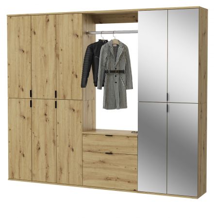 Garderobe Set Line-Up in Artisan Eiche Garderobenschrank mit Spiegel 213 x 193 cm