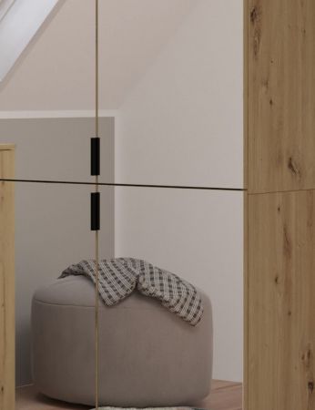 Garderobe Set Line-Up in Artisan Eiche und wei� Hochglanz Garderobenschrank mit Spiegel 212 x 193 cm