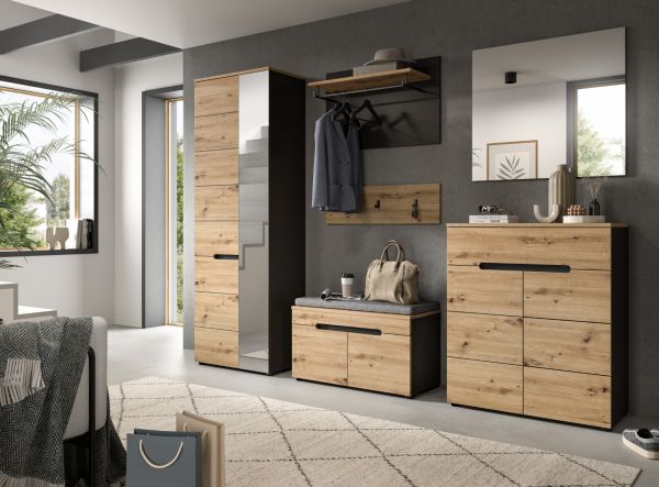 Kommode Cooper in Artisan Eiche und grau 100 x 81 cm, Soft-Close