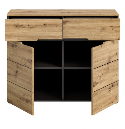 Kommode Cooper in Artisan Eiche und grau 100 x 81 cm, Soft-Close