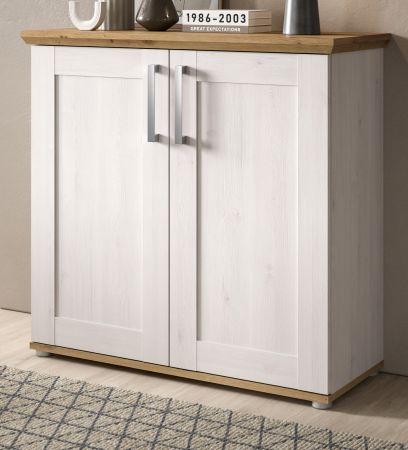 Kommode Mirano in wei� L�rche und Eiche Artisan Landhaus Sideboard 95 cm