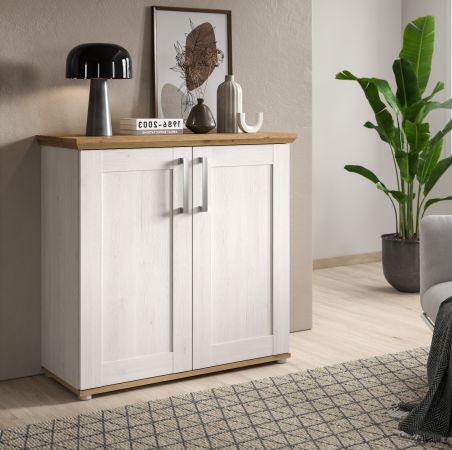Kommode Mirano in wei� L�rche und Eiche Artisan Landhaus Sideboard 95 cm