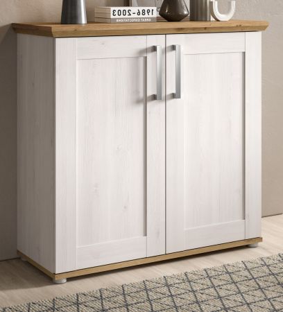 Kommode Mirano in wei� L�rche und Eiche Artisan Landhaus Sideboard 95 cm