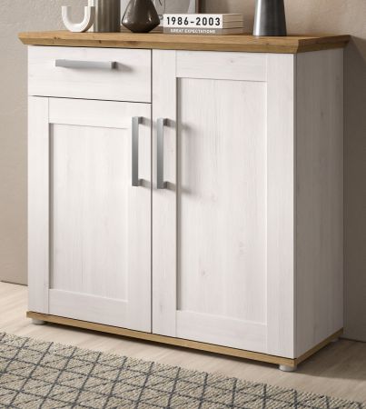 Kommode Mirano in wei� L�rche und Eiche Artisan Landhaus Sideboard 95 cm