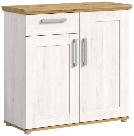 Kommode Mirano in wei� L�rche und Eiche Artisan Landhaus Sideboard 95 cm